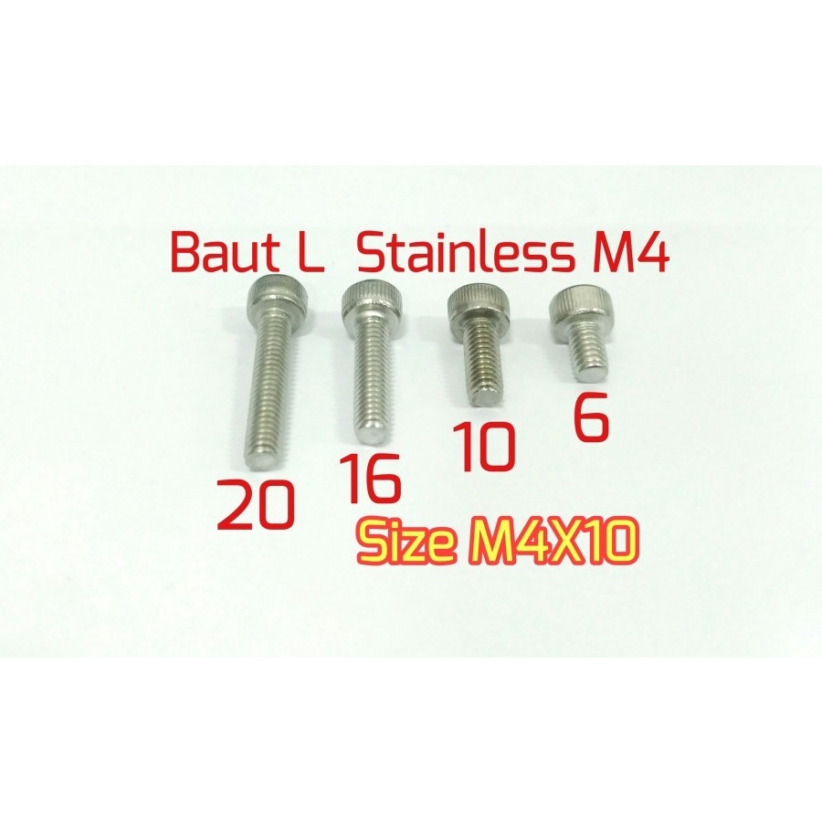 Baut L Stainless Steel M4 X 10 Stenlis