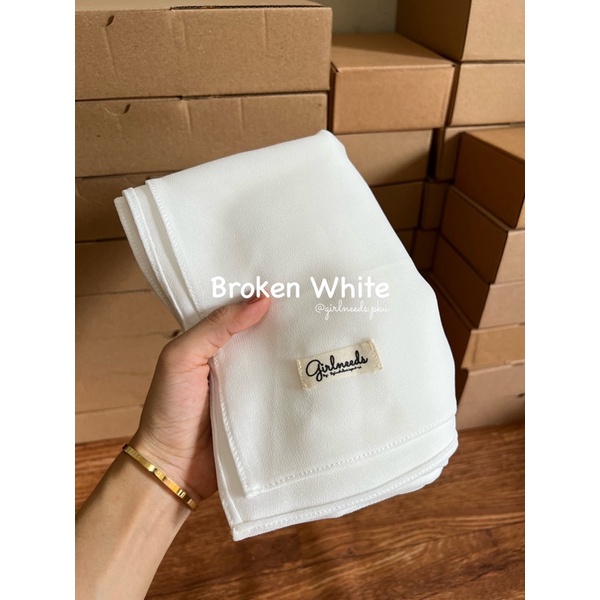 ARUMI / PASHMINA MALAY (BISA SYAR'I UKURAN BARU -+200x75)-Broken White