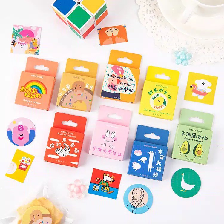 

46Pcs Kawaii Avocado Stickers Set Scrapbook Journal Cartoon Korean Animal Rainbow Kartun Cute Jurnal