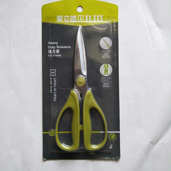 Gunting DAPUR ILID 408 stainless steel GREEN - Hitam