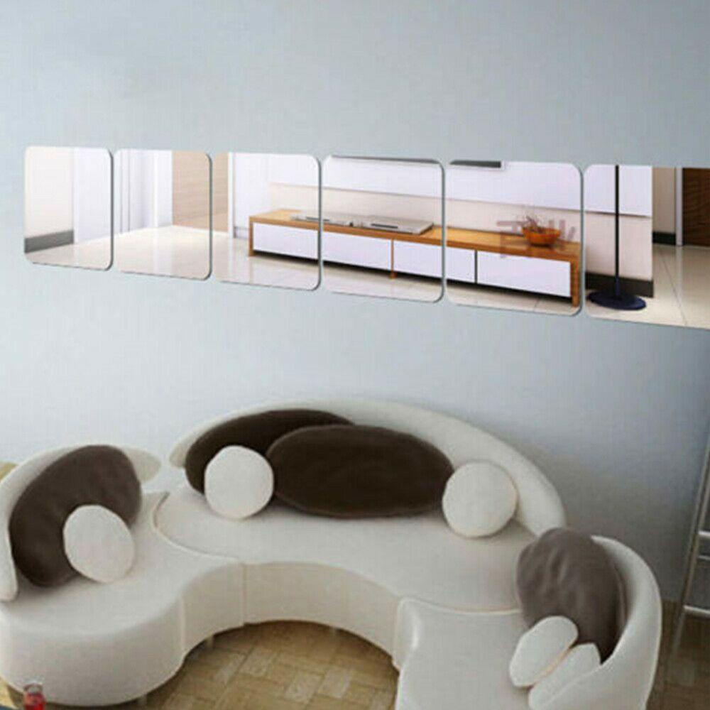 Solighter1 /9 /16pcs Cermin Ubin Stiker Dinding Fashion 3D Kamar Makeup Dekorasi Rumah Mosaik