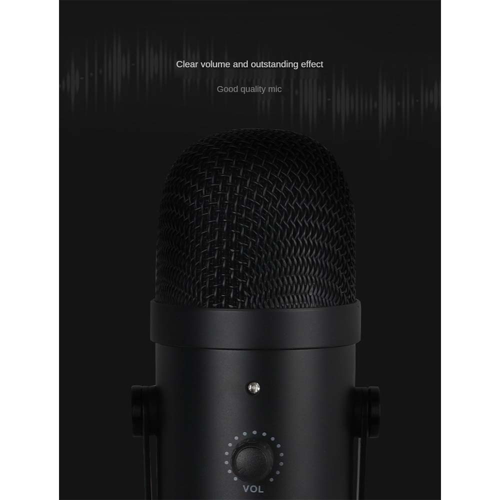 Microphone Condenser USB Mikrofon Studio with Stand - YJ71 - Black