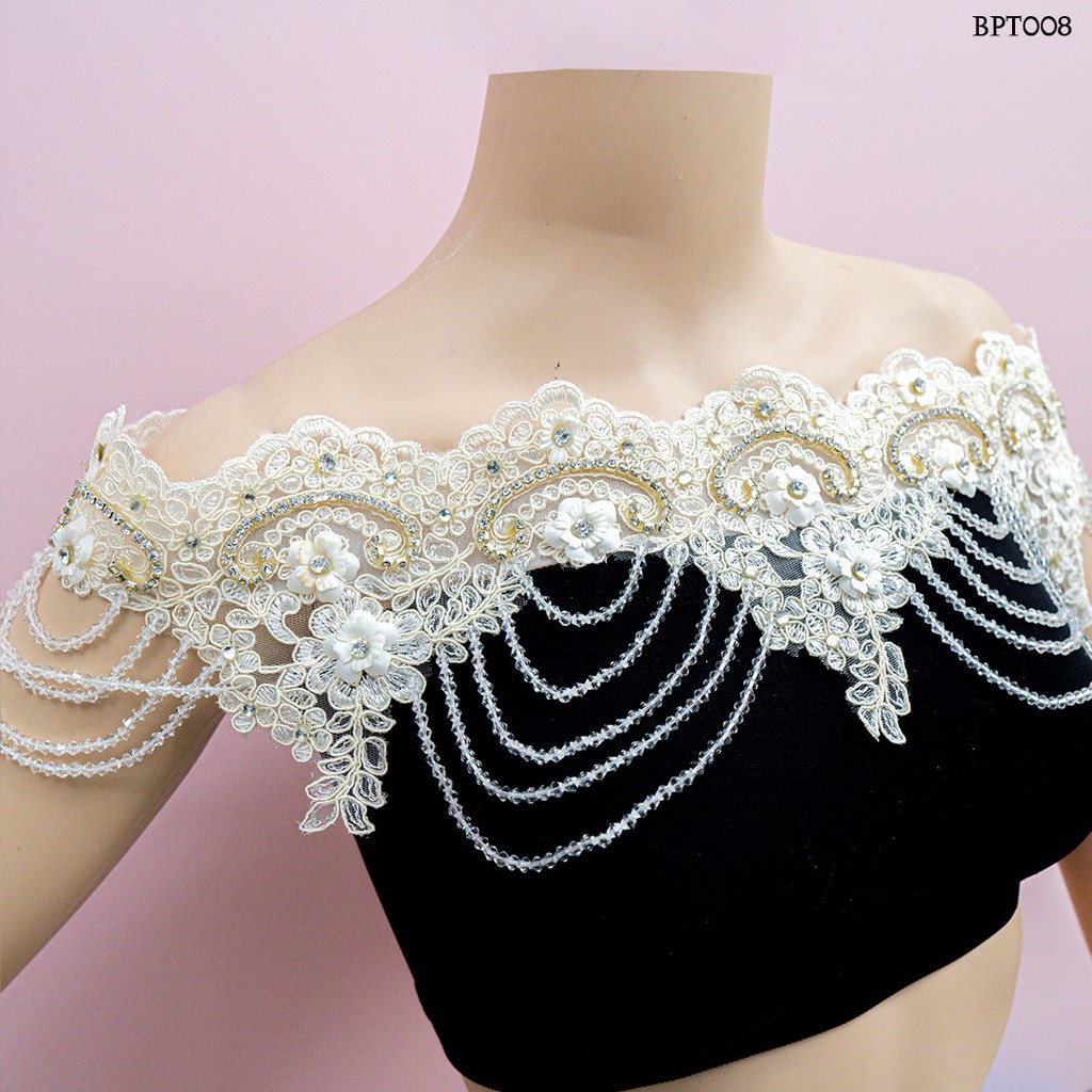 [BISA COD] BOLERO LACE MUTIARA PERNIKAHAN PENGANTIN WANITA PUTIH BPT008