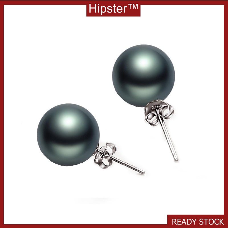 Hot Sale Fashion Temperament round Natural Freshwater Black Pearl Stud Earrings