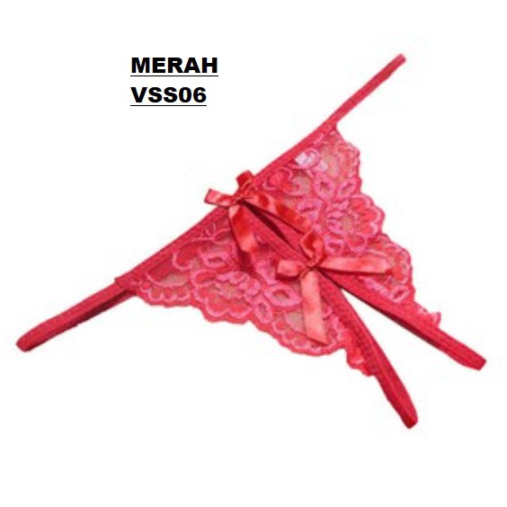 Lingerie V-String Impor Suit Ribbon pita Celana dalam