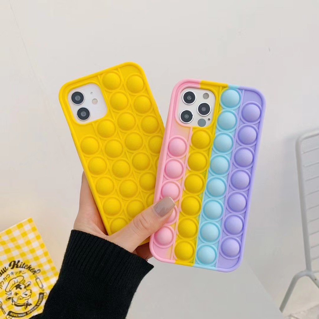 Casing Iphone 12 Pro Mini 11 Xs Max Xr 7 8 Plus Motif Pop It Push Bubble