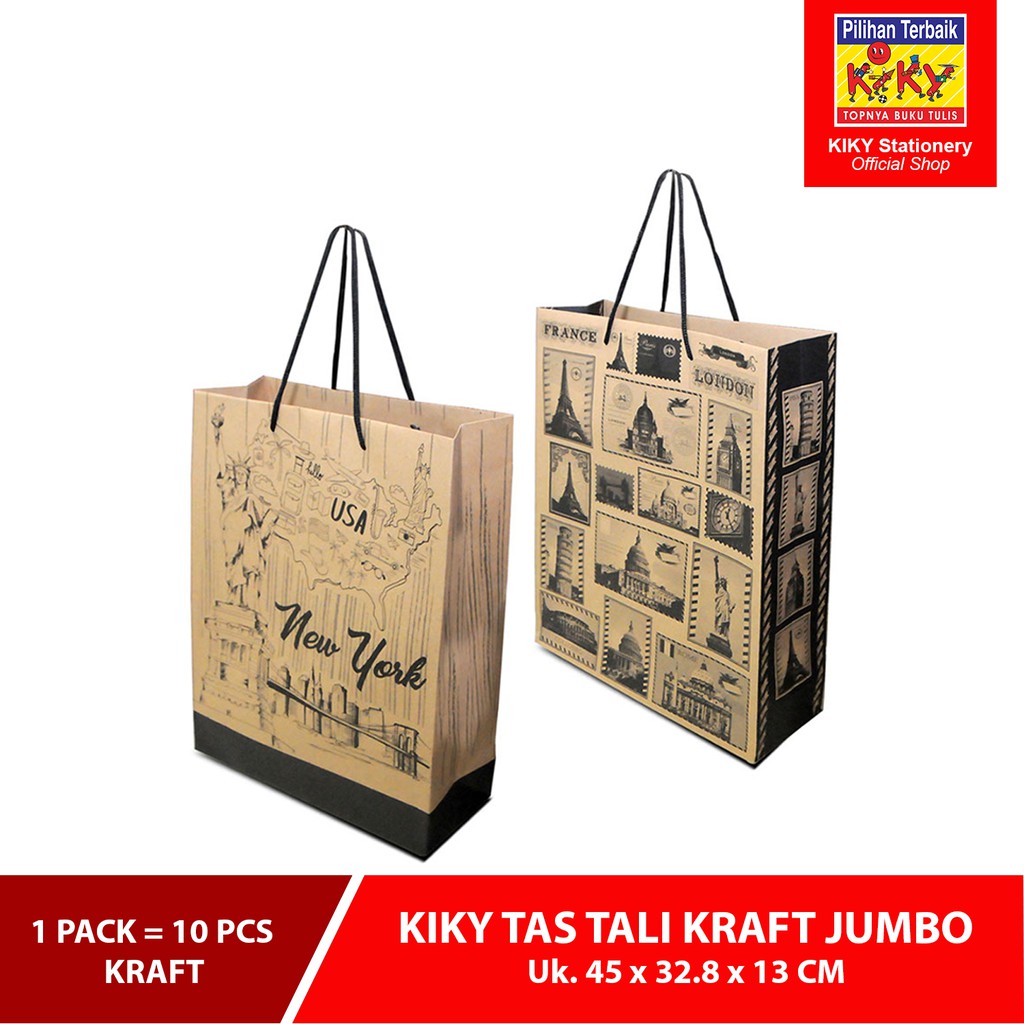 

KIKY Tas Tali Kraft Jumbo (Uk. 45 x 32.8 x 13 cm) - 1 Pack = 10 Pcs