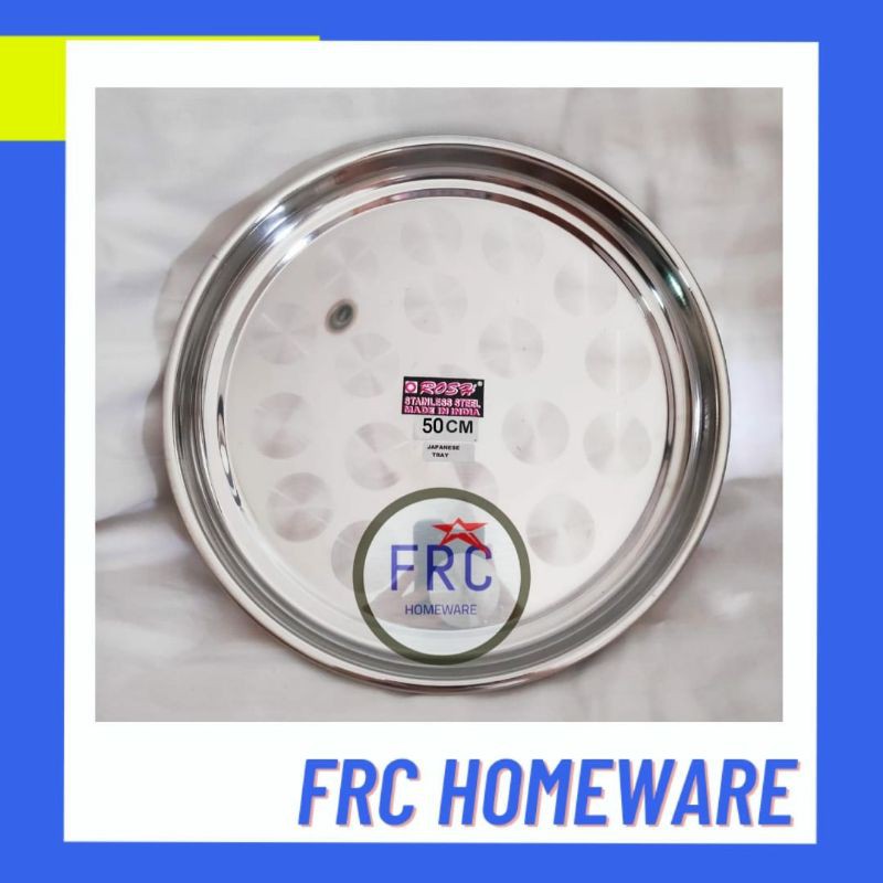 Nampan stainless 50cm bulat - nampan bulat stainless 50cm - round tray 50cm - baki bulat 50cm