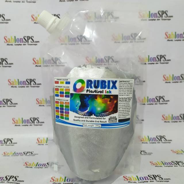 TINTA SABLON PLASTISOL RUBIX LIGHT SILVER 200GR