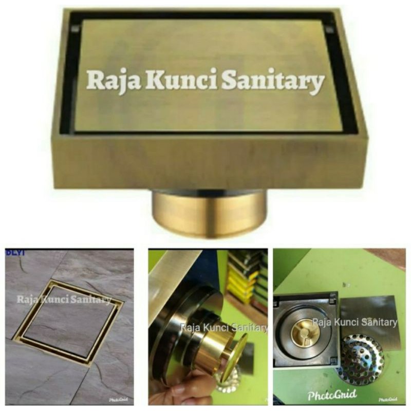 Smart Floor Drain Kuningqn Black/Hitam/Antik Brass(AB)/Chrome/Saringan Got Anti Bau/Anti Kecoa