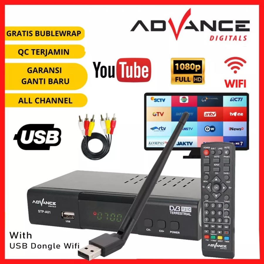 Set Top Box Advance STP-A01 Set Top Box TV Digital Receiver -STB free dongle Bergaransi Resmi
