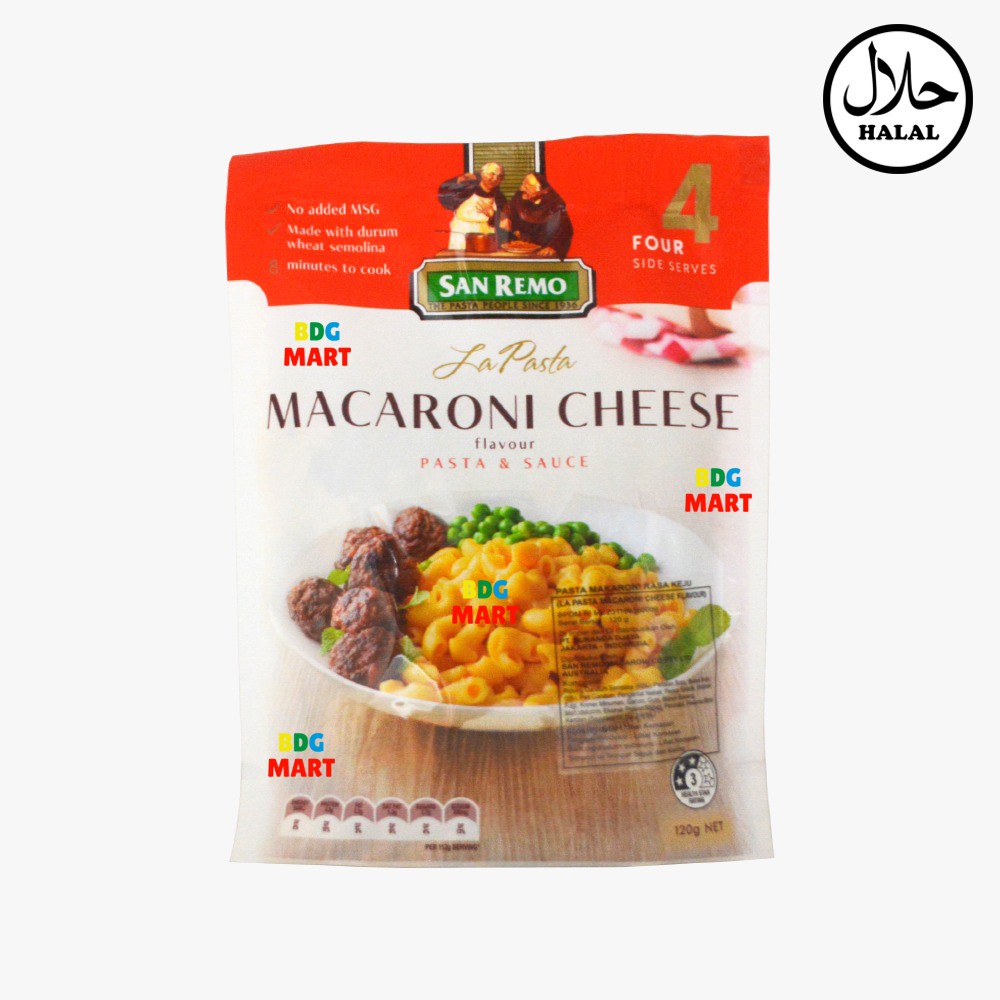 

San Remo La Pasta Macaroni Cheese Pasta Premium Import Halal - 120gr