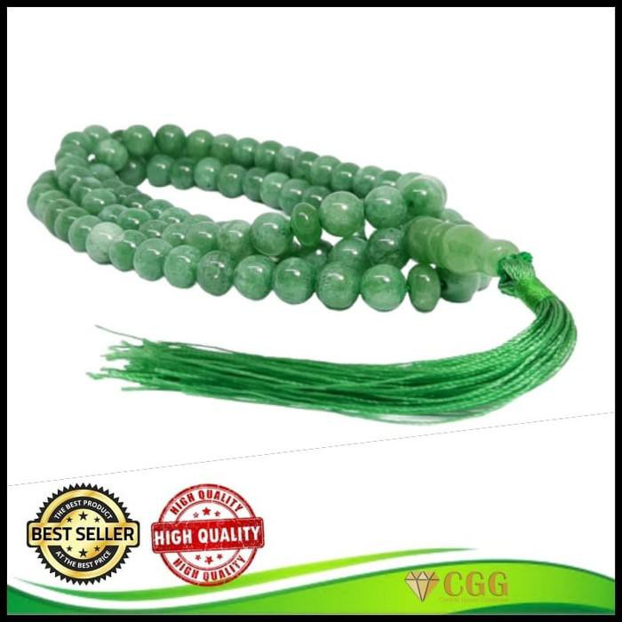 TASBIH BATU NATURAL GREEN JADE GIOK 99 BUTIR ORIGINAL