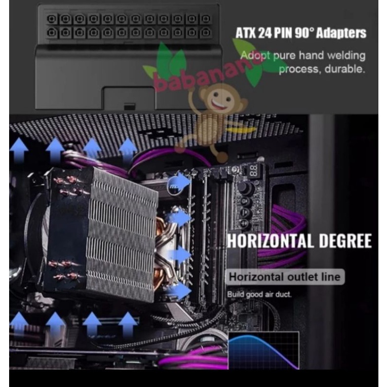 ATX 24 PIN MOTHERBOARD 90 DEGREE PREMIUM ADAPTER ELBOW SIKU MOBO 24PIN WITH BUILT-IN FILTERING CAPACITOR