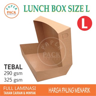 SIZE L/ paper lunch box dus craft LAMINASI dus makanan nasi goreng dus ayam box makanan laminasi