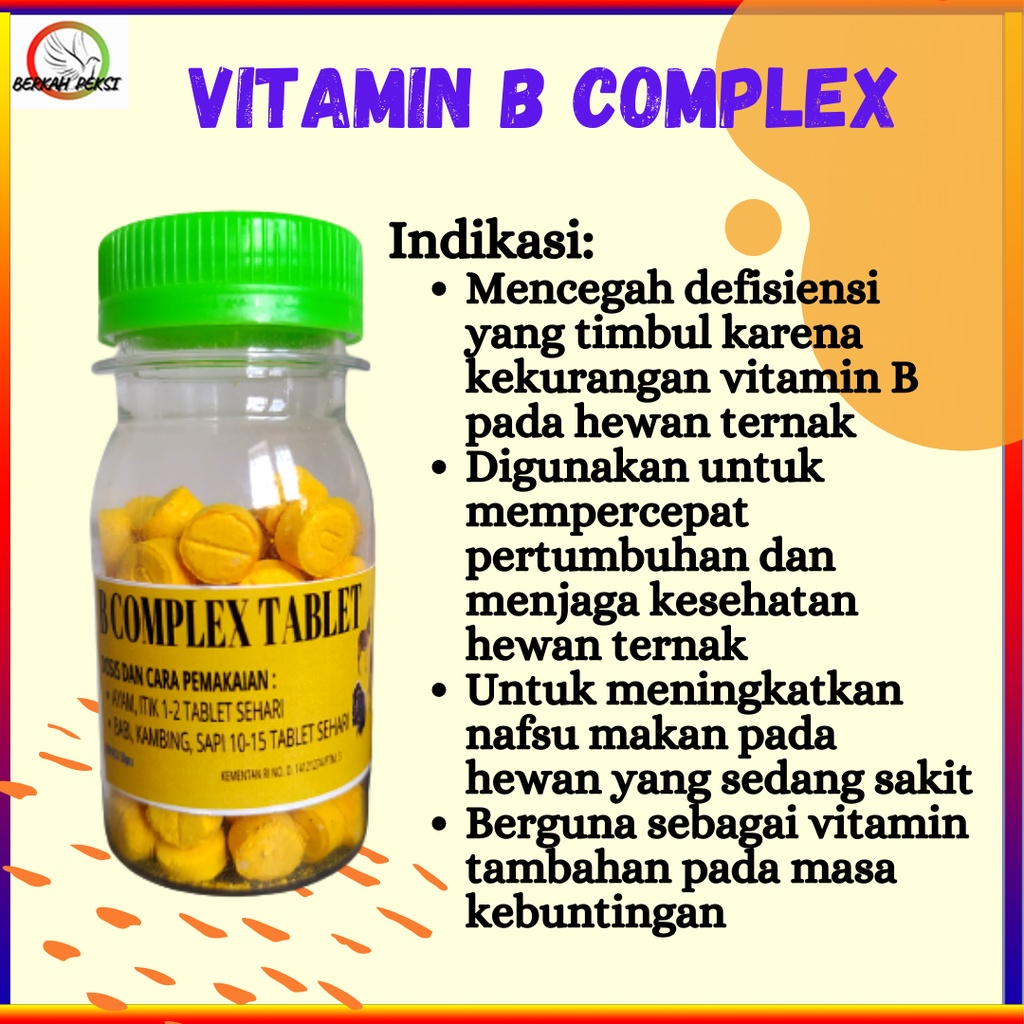 VITAMIN B KOMPLEKS  COMPLEX TABLET SUPLEMEN HEWAN TERNAK UNTUK SAPI KAMBING DLL