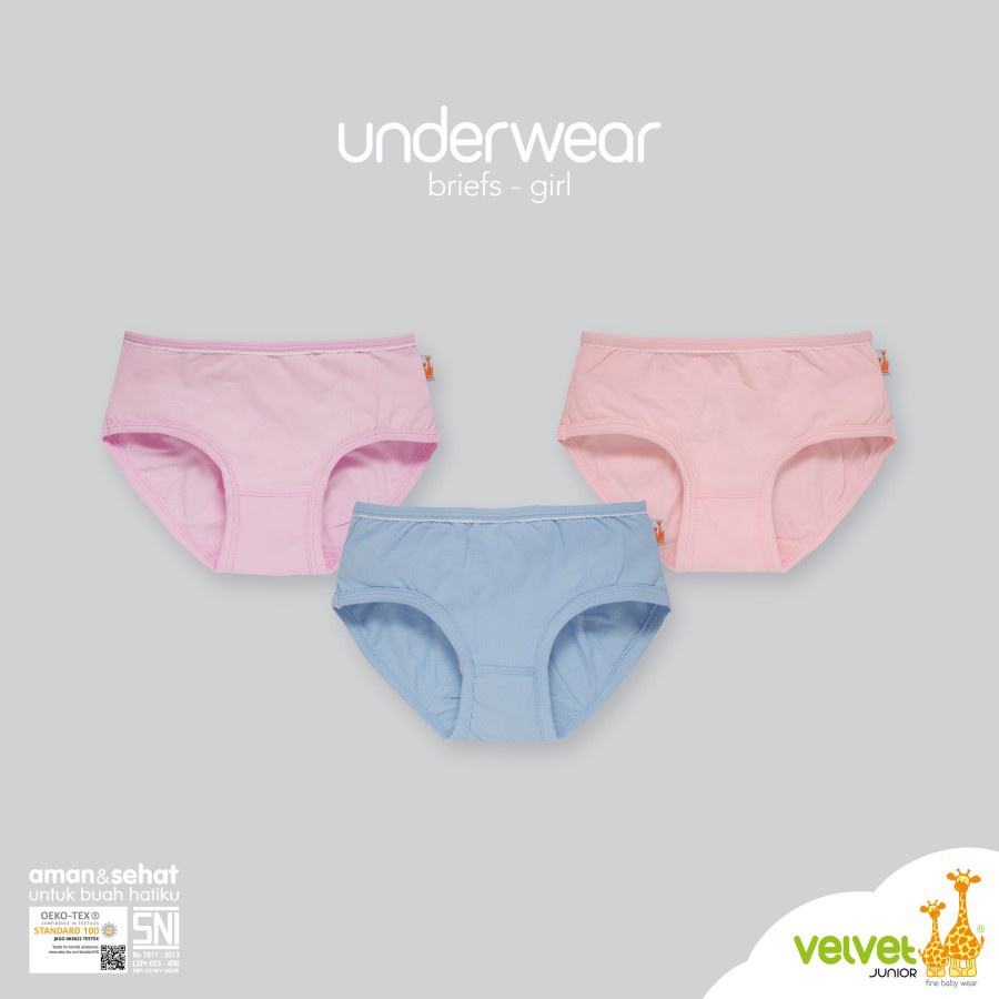 Celana Dalam Anak Perempuan Velvet Junior Briefs 3pcs