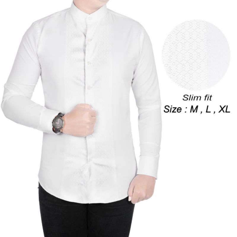 CK 07 HEM KEMEJA KOKO SLIM FIT BAJU KOKO LENGAN PANJANG COLIN DION