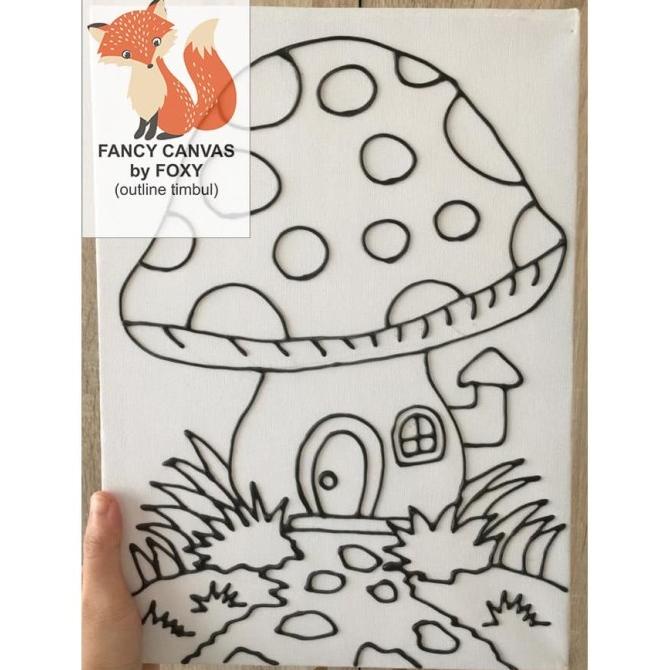 

kanvas lukis anak gambar rumah jamur - aktivitas anak kids activity