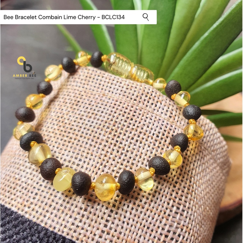 Gelang Anak Amber Baltic Lithuania Premium Mix Lime Cherry BCLC134 By Amber Bee