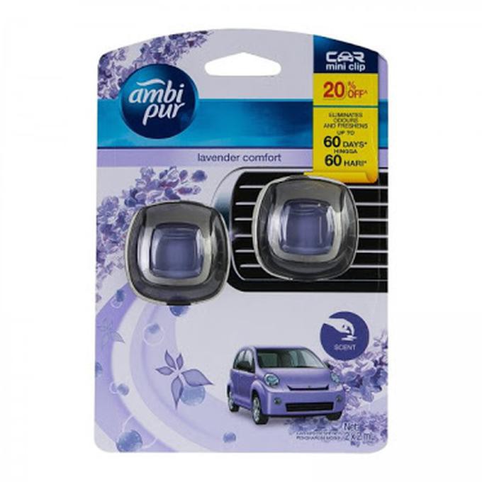 Best Seller Grosir - Ambipur Lavender Comfort / Car Perfume / Pewangi Mobil Vent Clip Isi 2 Parfum