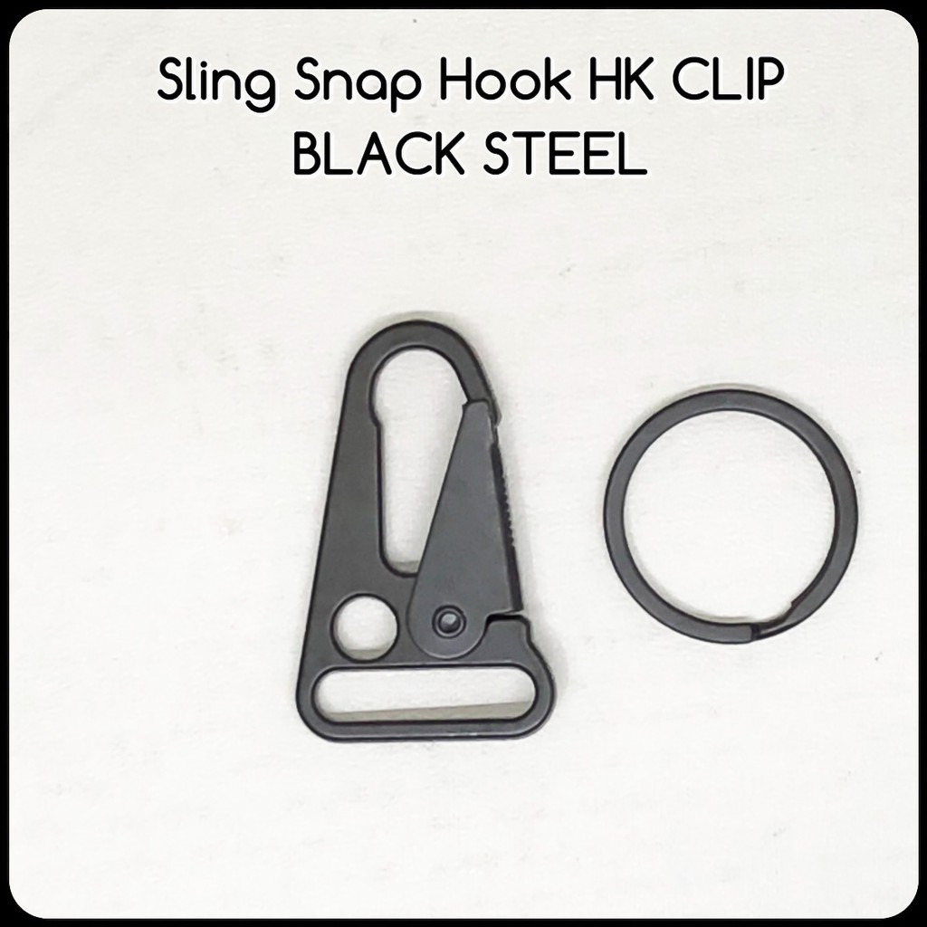 aksesoris tas gantungan kunci klip snap hook clip black stainless steel bonus ring HK Style