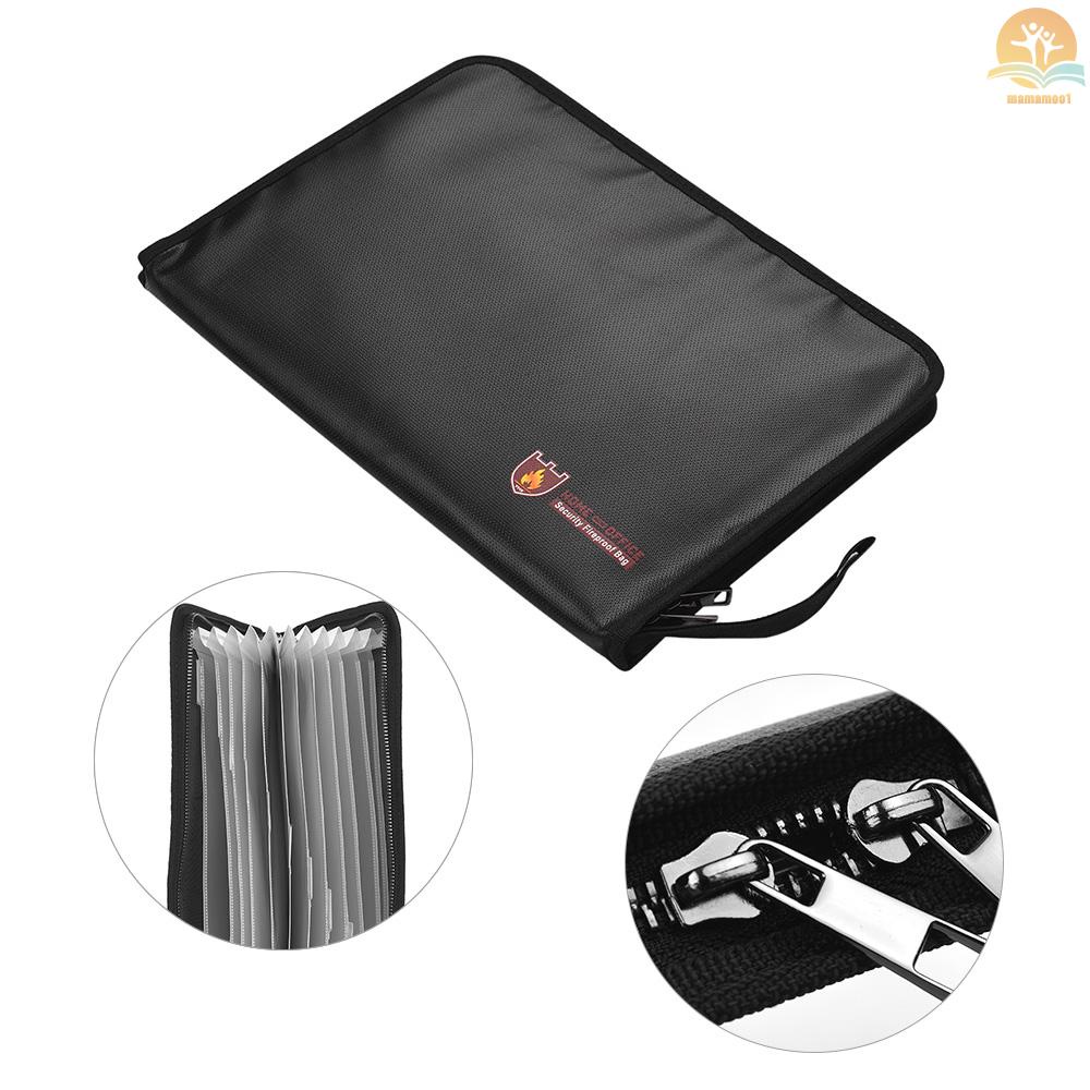 Fireproof Expanding File Folder Document Bag Water &amp; Fire Resistant Silicone Coated Accordion Expandable File Organizer Pouch Holder Zipper Closure for Office Home Bank