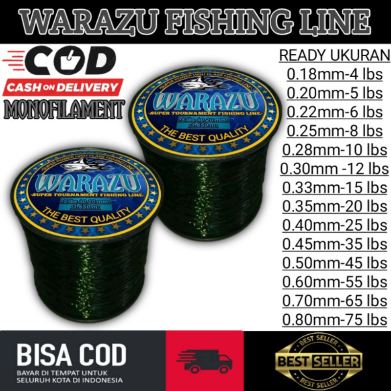WARAZU FISHING LINE WARNA HIJAU LUMUT bisa COD (SENAR PANCING ANTI KRITING,ELASTIS,KUAT,TAHAN GESEKA