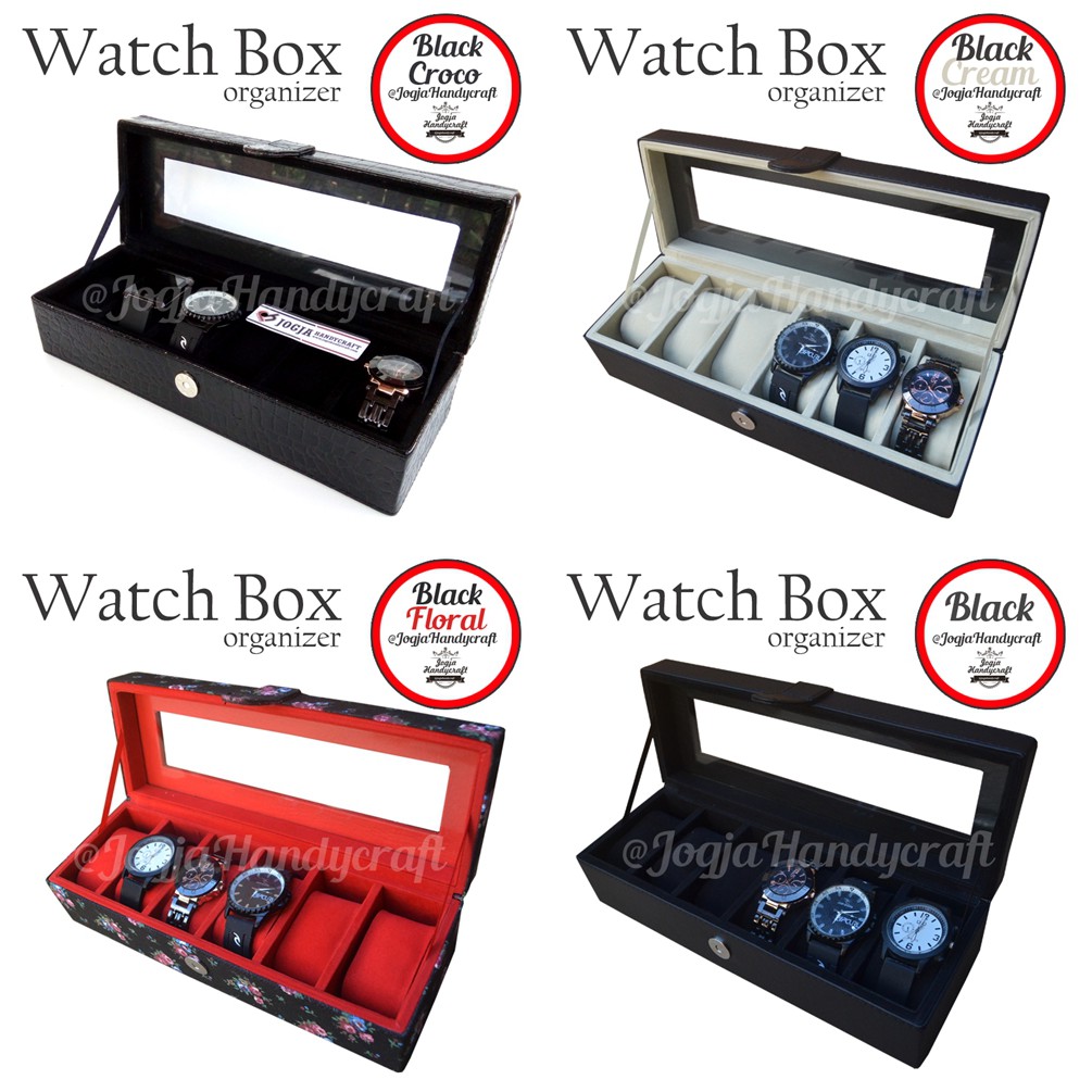 TERMURAH FULL COLOR KOTAK TEMPAT JAM TANGAN ISI 6 / WATCH BOX ORGANIZER