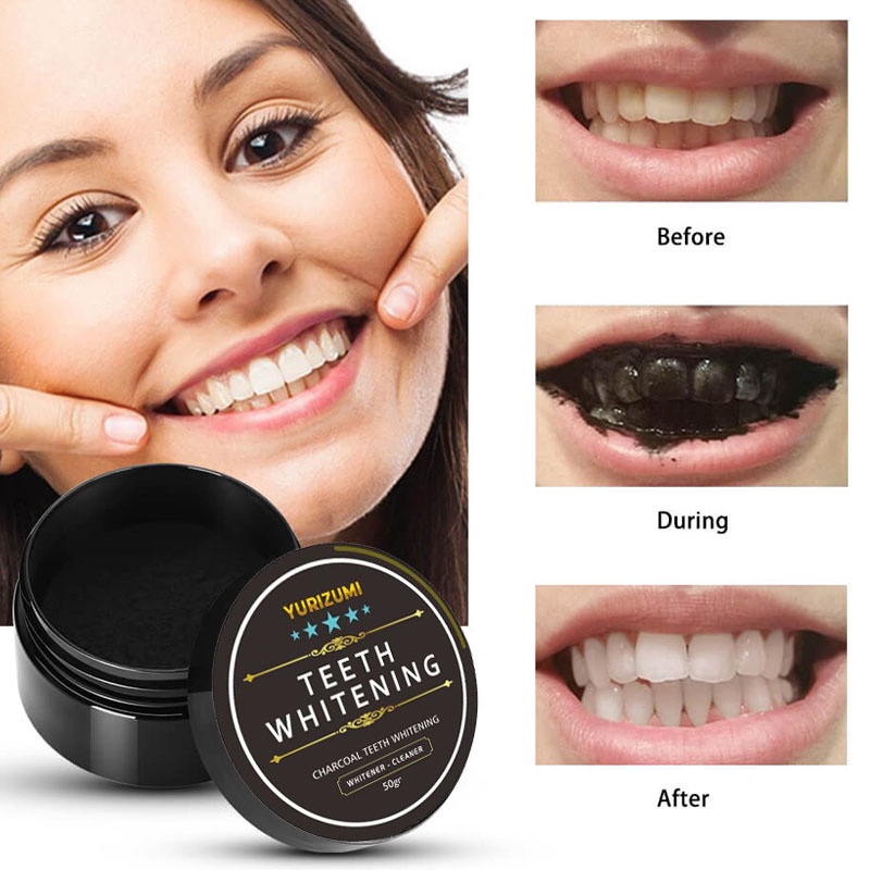 SHINE STAR - BISA COD - PROMO SPECIAL Yurizumi Pemutih Gigi Alami Teeth Whitening Charcoal Powder 50gr