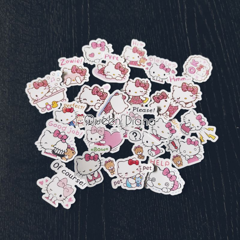 

isi 24 pcs stiker kertas hello kitty / sticker aksesoris hp laptop