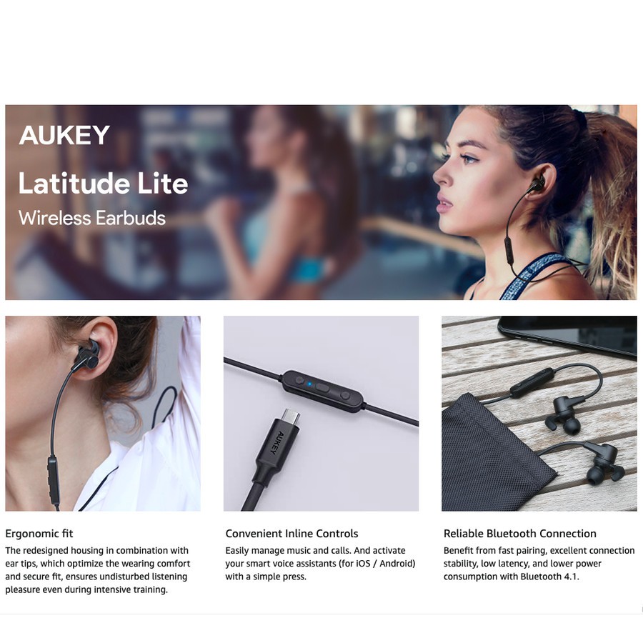 AUKEY EP-B40S Headset Bluetooth Enhanced Bass Wireless Sport Earphone