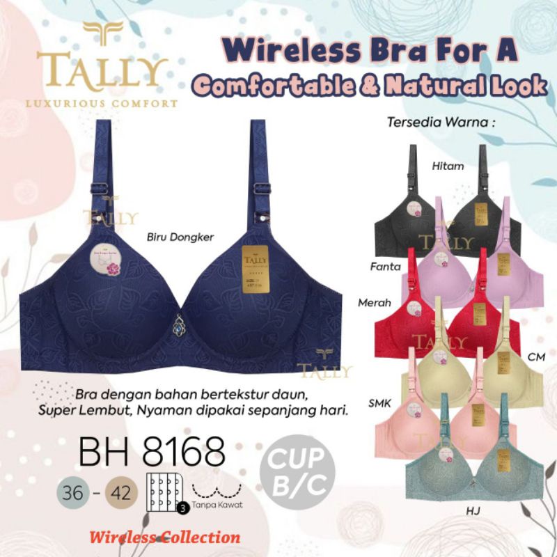 TALLY BRA BH 8168 | CUP B BESAR | BUSA TIPIS  | TANPA KAWAT | SIZE 36 - 42