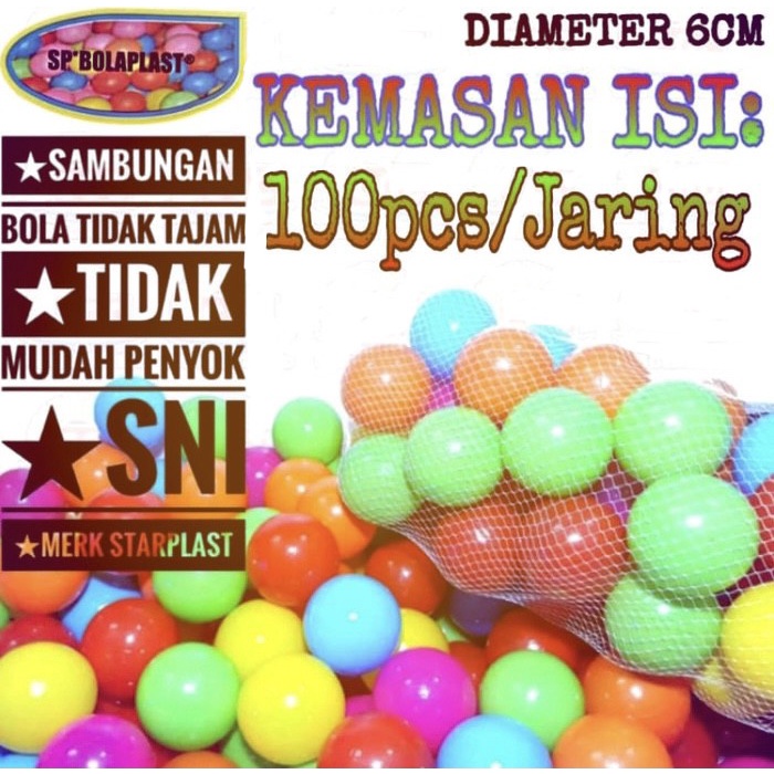 Mainan Anak Bola Plastik Mandi Bola Bahan Plastik Warna Warni CERAH isi 100pcs SNI