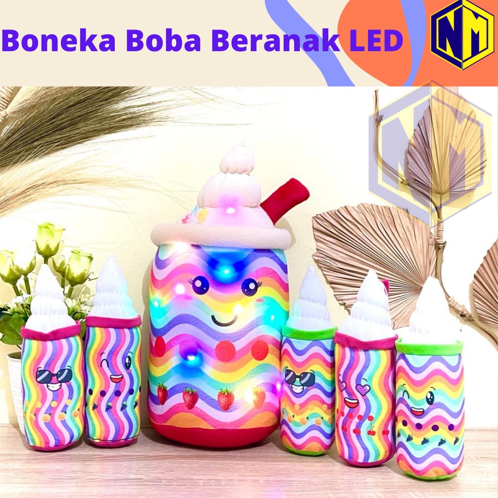 Boneka Boba Milk tea Beranak Ice Cream LED murmer banget