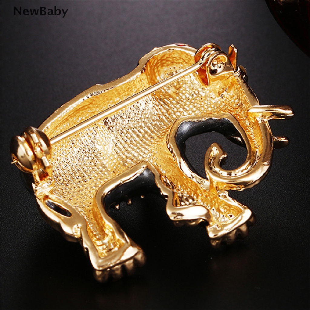 Newbaby Bros Pin Enamel Bentuk Gajah Aksen Kristal Untuk Wanita