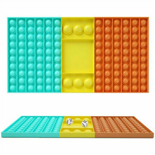 Big Pop It Toy Rainbow Push Bubble Fidget Sensory Toys for Parent-Child Time Interactive Jumbo Dadu-Chessboard Yellow