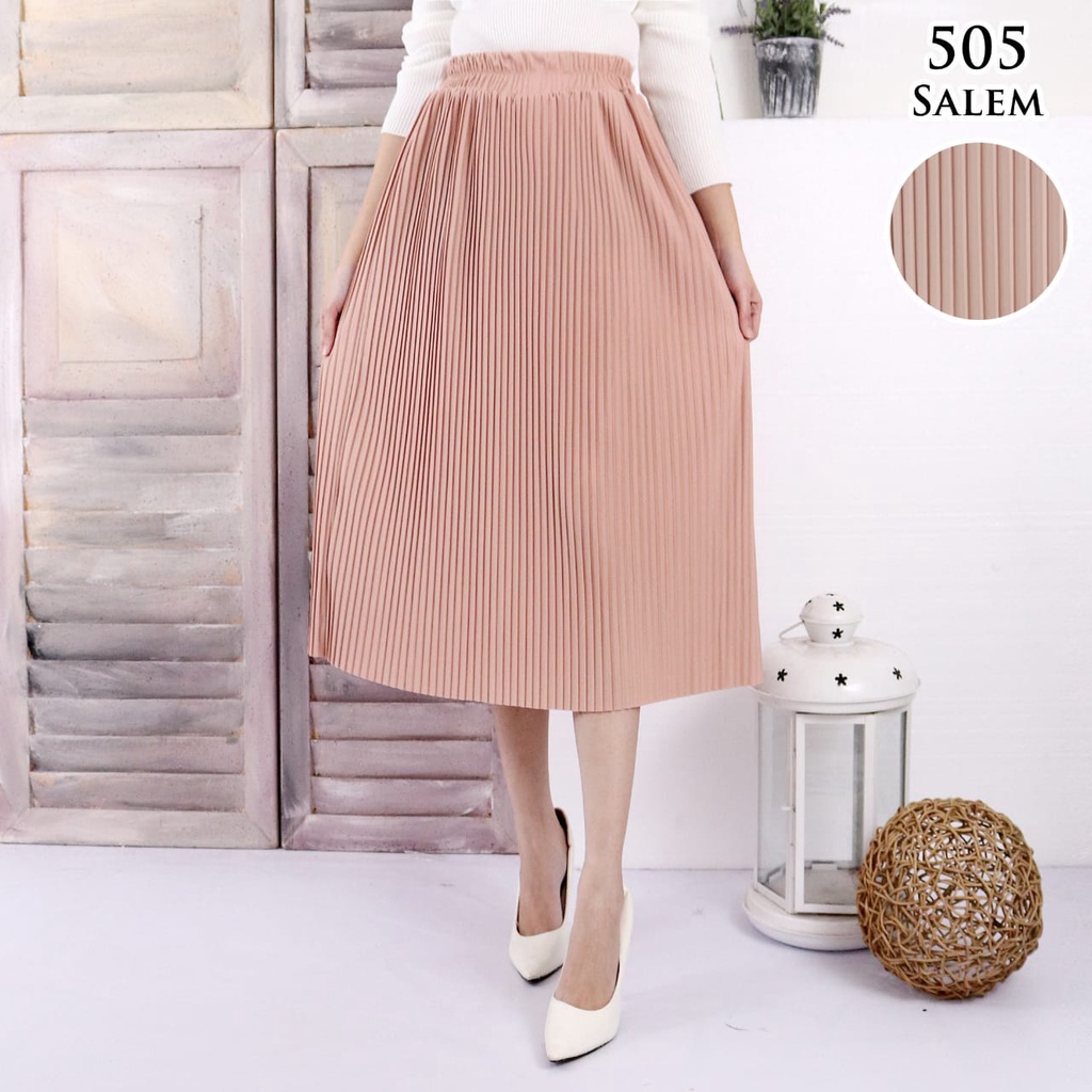 ROK PLISKET MURAH 505  LUVALINE ROK PLISKET 7/8 PLEATED SKIRT FLARE SKIRT MAYUNG FLOWY REMPEL