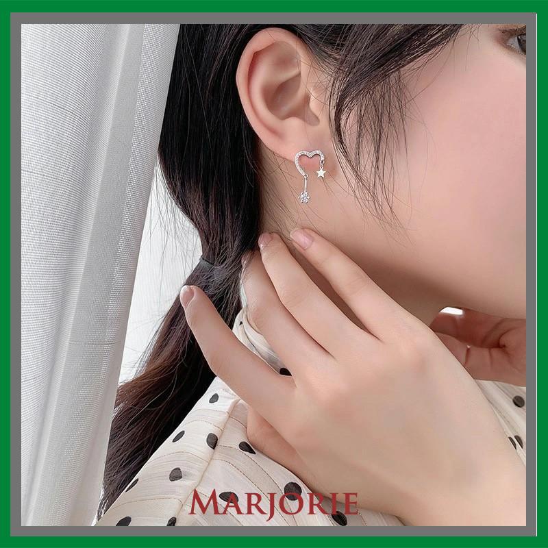 925 Silver Stud Earrings Indah Cinta Fringe Girl Stars Anting Desain Kecil Berkualitas Tinggi-MJD