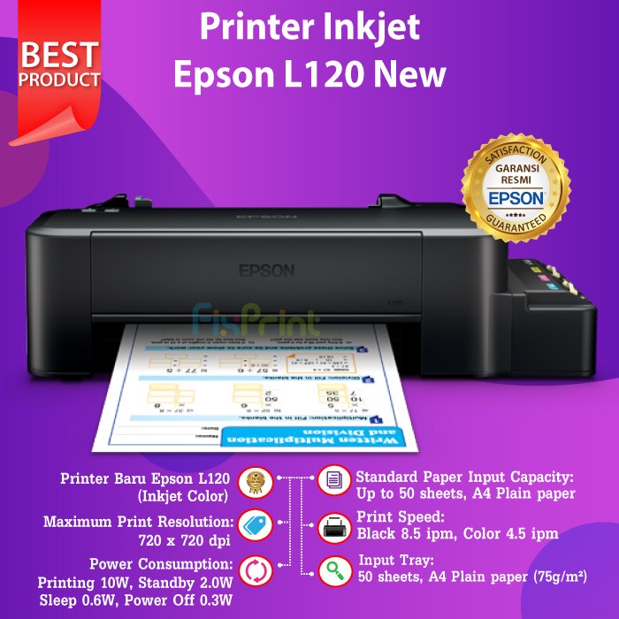 Jual Printer Epson L120 Hitam Print Warna Infus Modif Ink Tank Pabrik