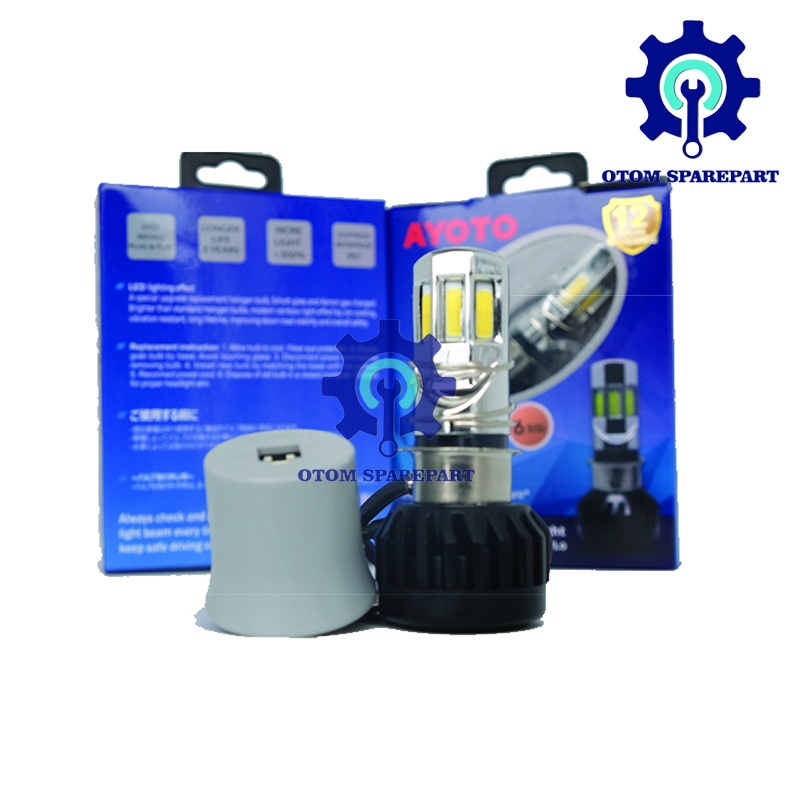 Lampu LED Motor Utama Ayoto M6A M7A SOKET H6 Arus AC DC Motor Matic Bebek