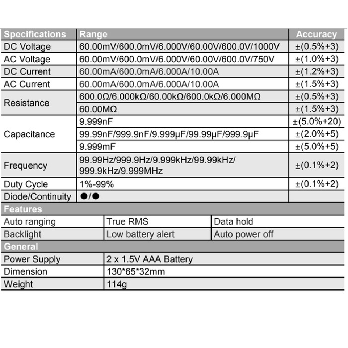 AVOMETER DIGITAL ZOTEK ZT101 / MULTITESTER DIGITAL ZOTEK ZT 101