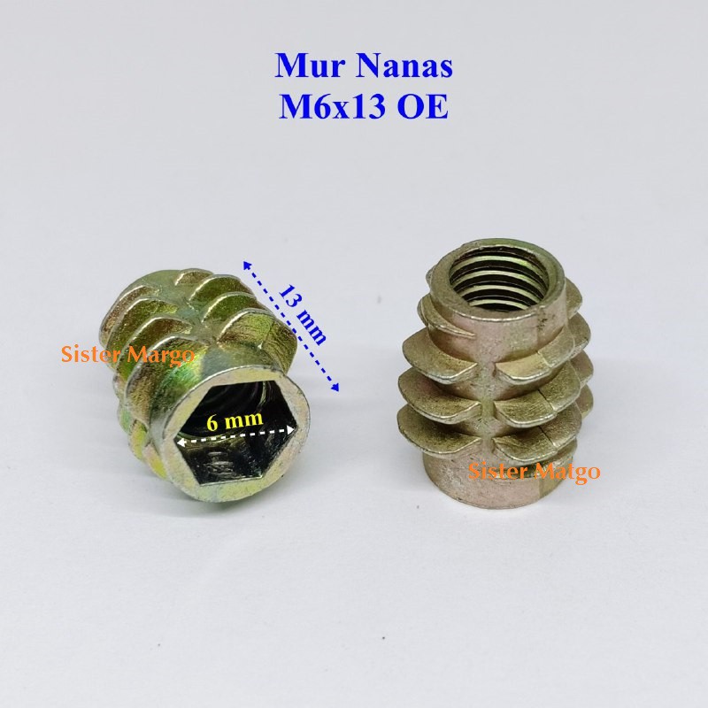 Mur Nanas Mur Tanam OE M6x13 - 10 PCS