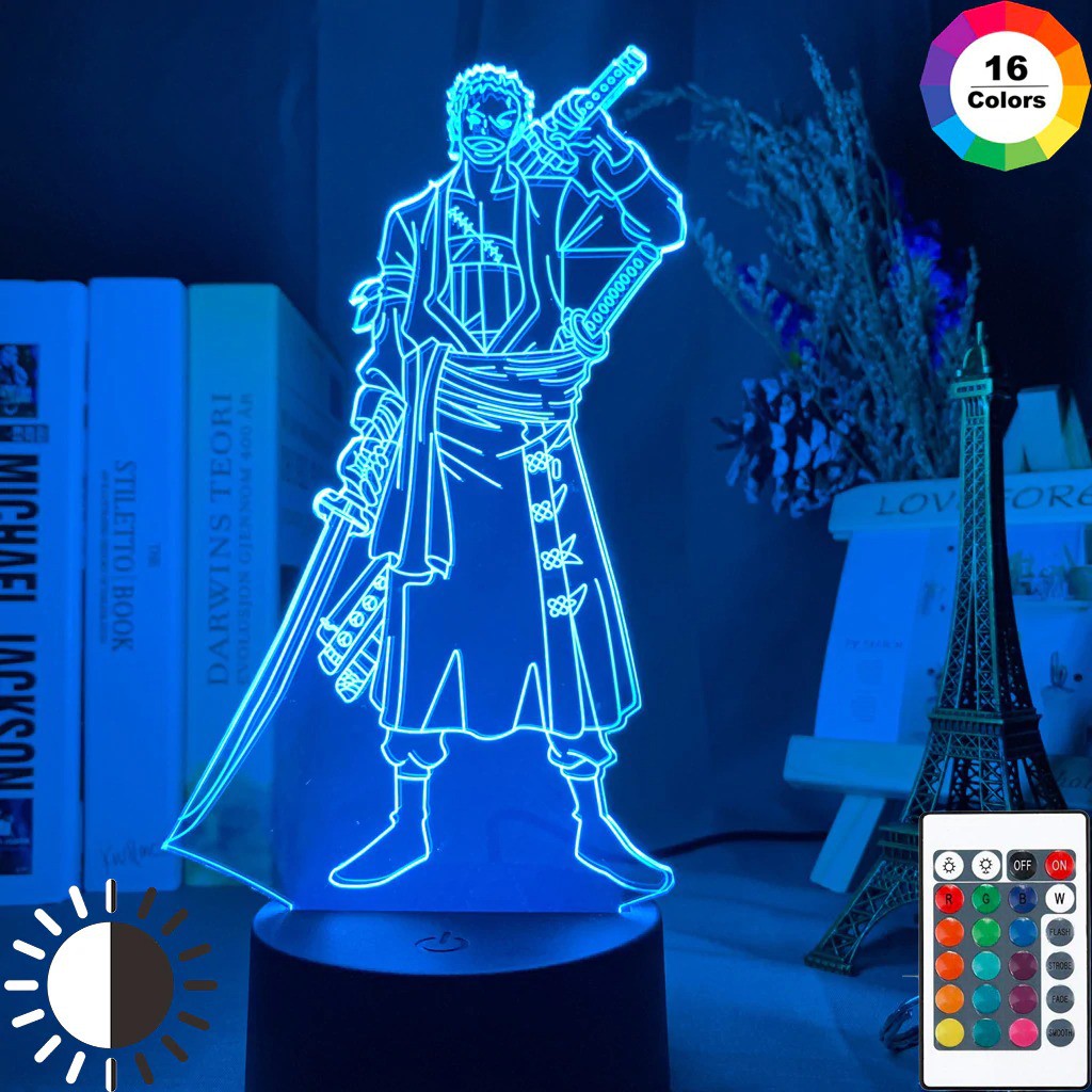LAMPU LED RORONOA ZORO PURINSU ANIME LIGHT MOOD HIAS KAMAR FIGURE RGB TIDUR AKRILIK ACRYLIC TOKYO RE