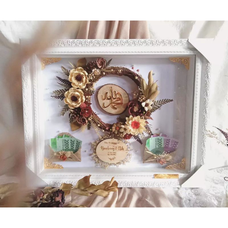 Mahar Rustic Lafadz Allah Hias Dried flower wreath