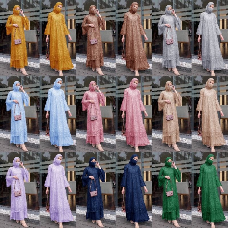 Maxi Gela (S M L XL XXL ) , Mx Gela ,Gamis Maxi Brokat , Gamis Kondangan , Gamis Pesta , Dress Musli
