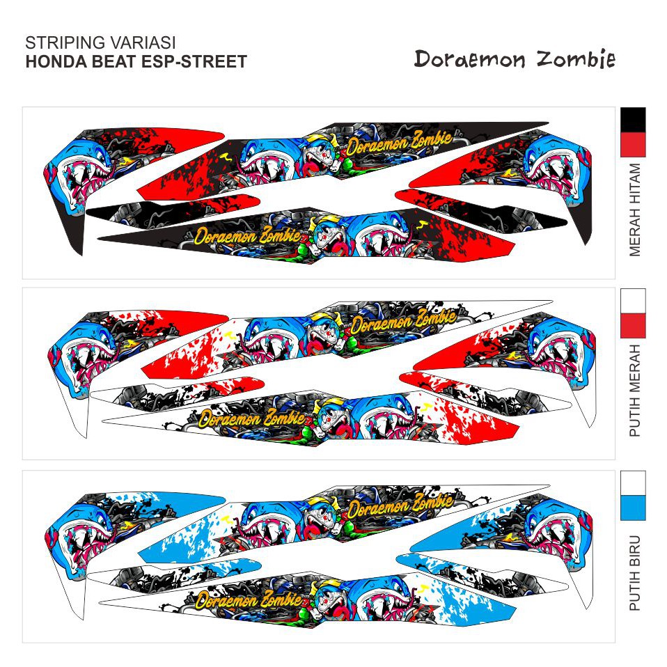 Striping Lis Sticker Variasi Scoopy Fi Semifullbody DORAEMON ZOMBIE