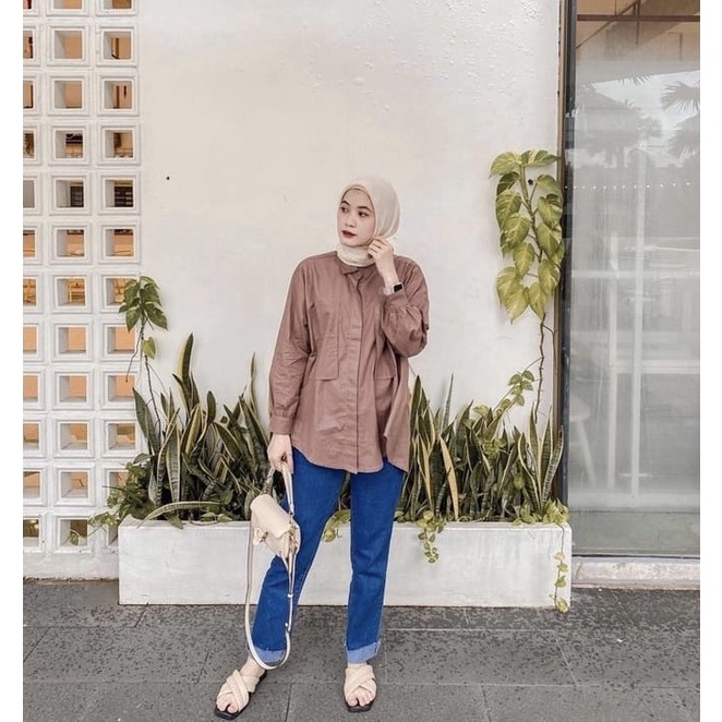 Kemeja pocket oversize / kemeja blouse /  kemeja Wanita / blouse atasan wanita