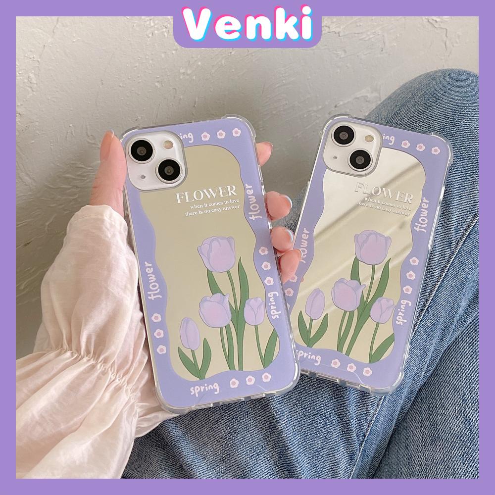 iPhone Case Acrylic HD Mirror Airbag Shockproof Protection Camera Cute Line Purple Rose Flowers Compatible For iPhone 11 iPhone 13 Pro Max iPhone 12 Pro Max iPhone 7 Plus iPhone xr