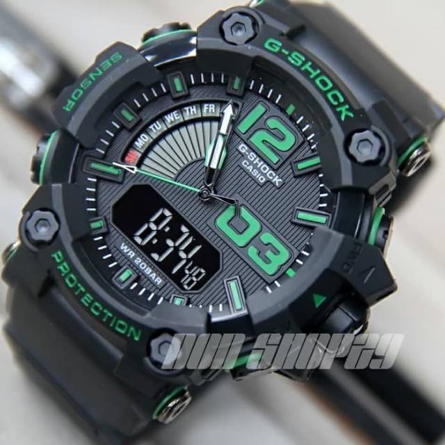 Jam Tangan Casio Fashion Pria Gshock 1802 Water Resist - Hitam lis Hijau